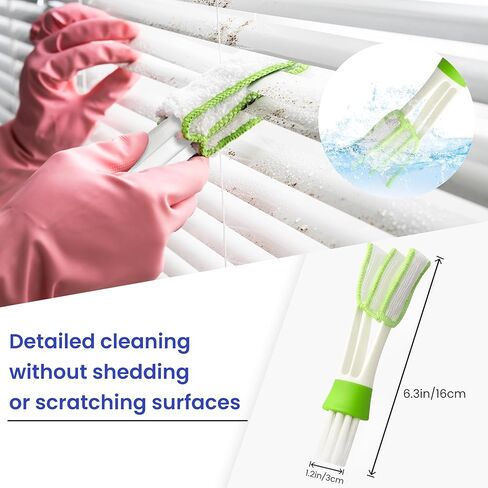 Blind Cleaner Duster Tool - 2 Pcs 7 Fingers Anti-Shedding Window Blind Cleaner Tool and 2 Pcs Air Vent Cleaner, with High-Density Microfiber Fleece and Ergonomic Handle, Detachable and Washable in Saudi Arabia
