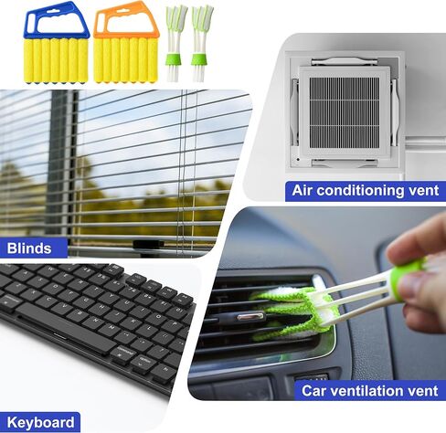 Blind Cleaner Duster Tool - 2 Pcs 7 Fingers Anti-Shedding Window Blind Cleaner Tool and 2 Pcs Air Vent Cleaner, with High-Density Microfiber Fleece and Ergonomic Handle, Detachable and Washable in Saudi Arabia