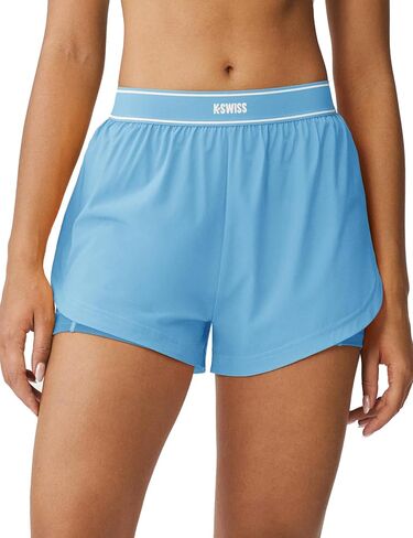 K-Swiss Women's 2 in 1 Athletic Running Shorts with Liner Pockets for Gym Workout Tennis in Saudi Arabia