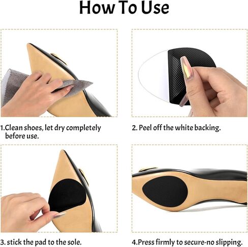 Non-Slip Shoes Pads, Self-Adhesive Shoe Grips on Bottom of Shoes, High Heels Anti-Skid Shoe Grips Stickers, Silicone Shoe Sole Protectors (Black 6PCS) in Saudi Arabia