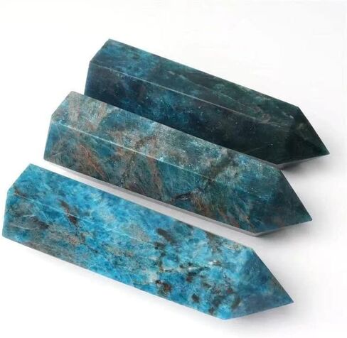 Wholesale Natural Crystal Towers Blue Apatite Tower Point for Decoration 75mm-85mm 3pc in Saudi Arabia