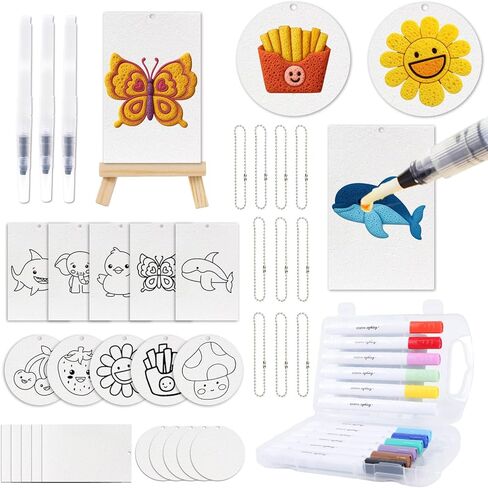 Magic Foam Texture Painting Kit - 51 Pack Axolotl Capybara Magic Puffy Paint Magical 3D Puffy Texture Painting Kit DIY Bubble Drawing Art Supplies Including 25 Pcs Foam Paper 12 Colors Brush Markers in Saudi Arabia