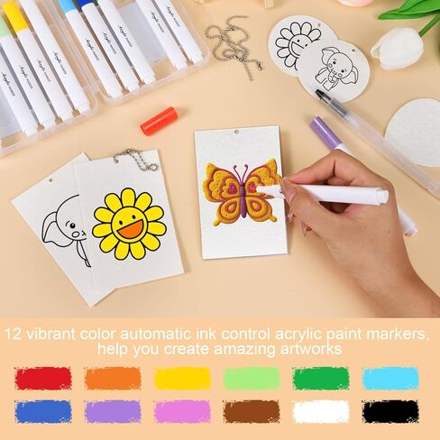 Magic Foam Texture Painting Kit - 51 Pack Axolotl Capybara Magic Puffy Paint Magical 3D Puffy Texture Painting Kit DIY Bubble Drawing Art Supplies Including 25 Pcs Foam Paper 12 Colors Brush Markers in Saudi Arabia