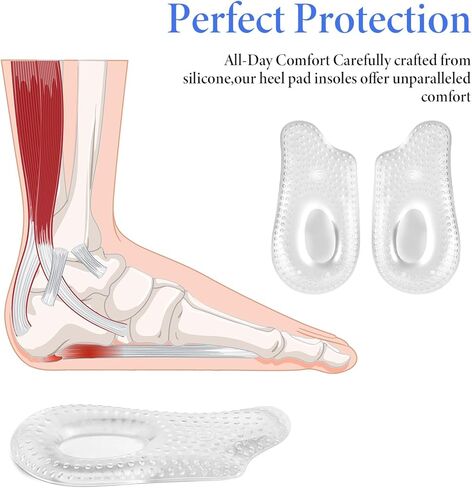 Sibba 2 Pair Plantar Fasciitis Heel Cups, Heel Inserts for Achilles Tendonitis, Plantar Fasciitis, Shock Absorption, Plantillas para Espolon Calcaneo, Gel Heels Cushions and Cups in Saudi Arabia