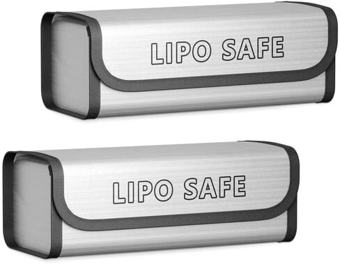 LiPo Battery Safety Bag, Fire-Resistant Storage Pouch for Charging & Storage, Side Cable Port (7.8 × 4 × 4.3 in), 2 Pack in Saudi Arabia