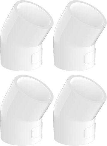 2-Pack 2 Inch 45 Degree PVC Elbow Pipe Fittings, Furniture Grade SCH40 PVC Pipe Connectors, 2 Way Socket Corner Joints for DIY Shelves, Garden Support Structures & Greenhouses, White in Saudi Arabia