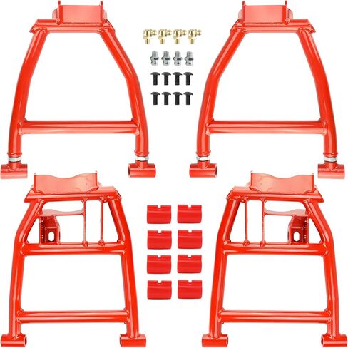 High Clearance 1.5" Forward Offset Front Lower and Upper A-Arms for Polaris Ranger XP 900 (2013-2019) / XP 570 (2015-2016), Heavy Duty Steel, Stronger Than OEM, Red in Saudi Arabia