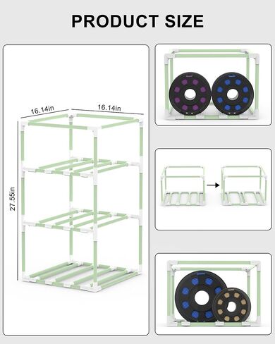 3D Printer Filament Storage Rack with Oxford Leather Cover, 3-Tier Moisture-Proof 3D Filament Storage Box, Bracket Can be Adjusted to Accommodate Various 3D Filament in Saudi Arabia