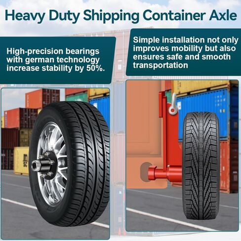 Upgrade 2 Pack Shipping Container Wheels 8-Lug Wheels Kit, Shipping Container Axle, Heavy Duty Shipping Container Accessory with Ratchet Tie Downs for Moving 20ft - 40ft Container in Saudi Arabia