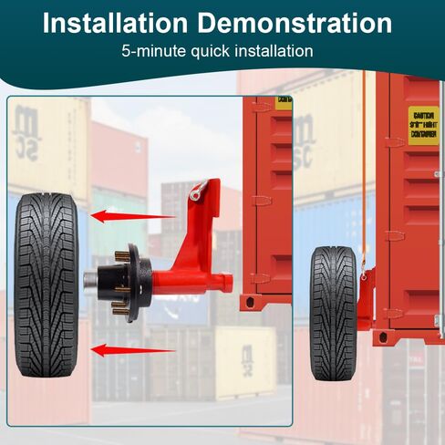 Upgrade 2 Pack Shipping Container Wheels 8-Lug Wheels Kit, Shipping Container Axle, Heavy Duty Shipping Container Accessory with Ratchet Tie Downs for Moving 20ft - 40ft Container in Saudi Arabia