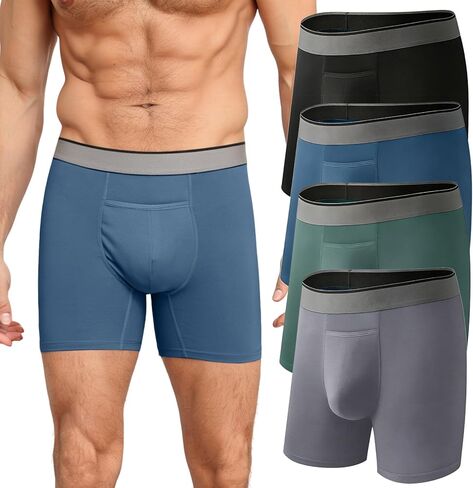 HOOFESAN Men's Underwear Boxer Briefs Soft Breathable Trunks Underwear No Ride Up Boxer Briefs for Men Multipack in Saudi Arabia