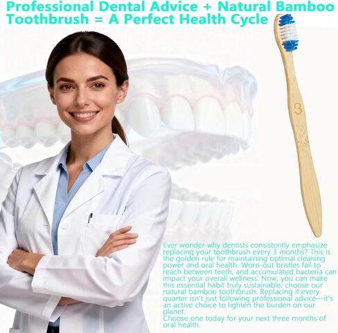 Bamboo Toothbrushes, 2-in-1 Soft & Medium Bristles Scientifically Arranged for Deep Cleaning, BPA-Free Biodegradable, 10-Pack for Adults, Ideal for Home & Travel in Saudi Arabia