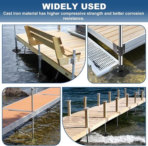 Dock Corner Leg Pipe Holder,Stationary Dock Side Leg Pipe Holder 5×5" Galvanized Steel,Dock Pipe Brackets Sleeve Holder for Pipe Pole Post 7/16" Holes for 3/8" Carriage Bolts in Saudi Arabia