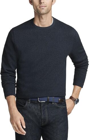 Van Heusen Men's Essential Long Sleeve Sweater Fleece Crewneck Pullover in Saudi Arabia