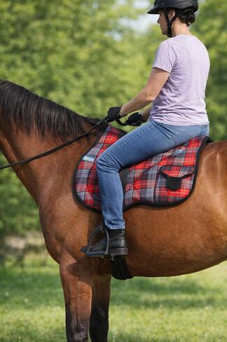 CHALLENGER Horse Neoprene Padded Anti-Slip Bareback Saddle Pad Blue Plaid 39TS04 in Saudi Arabia
