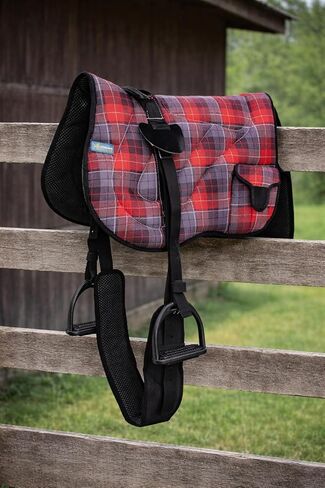CHALLENGER Horse Neoprene Padded Anti-Slip Bareback Saddle Pad Blue Plaid 39TS04 in Saudi Arabia