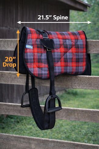 CHALLENGER Horse Neoprene Padded Anti-Slip Bareback Saddle Pad Blue Plaid 39TS04 in Saudi Arabia