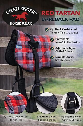 CHALLENGER Horse Neoprene Padded Anti-Slip Bareback Saddle Pad Blue Plaid 39TS04 in Saudi Arabia