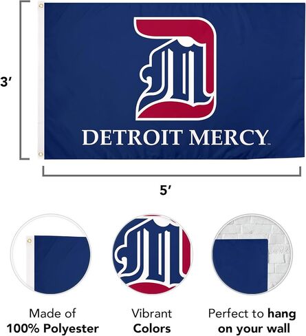 Desert Cactus University of Detroit Mercy UDM Flag - 3 x 5 Feet Titans Banner, Indoor/Outdoor Durable Fabric, 100% Polyester Design (Style 2a) in Saudi Arabia