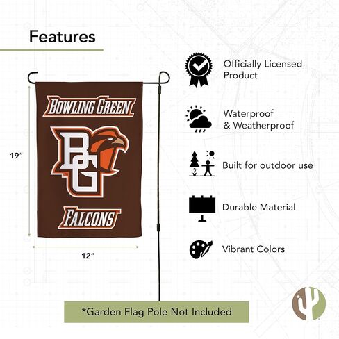 Desert Cactus Bowling Green State University BGSU Garden Flag – 19 x 12 inch Bowling Green Falcons Banner, For Outdoor Display and Events (Design A) in Saudi Arabia