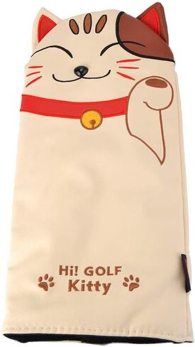 GOOACTION Lucky Cat Driver Head Cover – 3D Embroidery Cartoon Kitten Pattern, Premium PU Leather, 360° Protection, Magnetic Closure, Fits Most Golf Drivers in Saudi Arabia