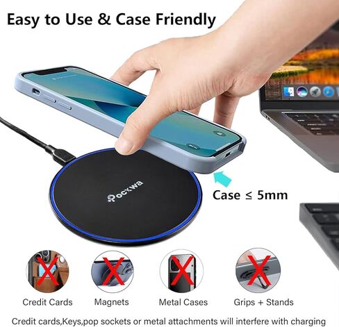 10W Wireless Charger for Samsung Galaxy S22 S21 S20 S10+ S10 Plus S9+ S9 S8 S8+ S7 S6 Edge; Note 20, Note 10, Note 9, Note 8 Fast Wireless Charging Pad Station Qi-Certified in Saudi Arabia
