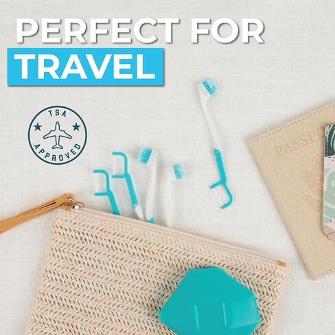 بروشي - تطور العناية بالفم | أداة 4 في 1 (لصق + فرشاة + خيط تنظيف + اختيار) | ملفوفة بشكل فردي | يمكن التخلص منها | فرشاة أسنان للسفر مسبقة اللصق | فرشاة أسنان صغيرة للكبار - (12 قطعة) in Kuwait