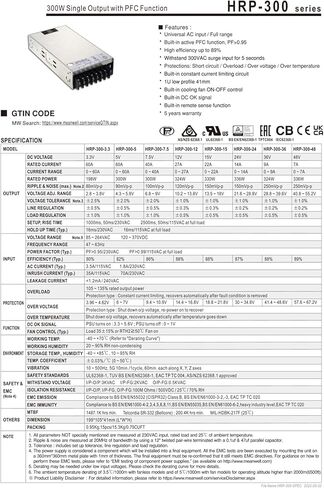 HRP-300 HRP-300-24 24V 14A 300W Single Output Switching Power Supply in Saudi Arabia