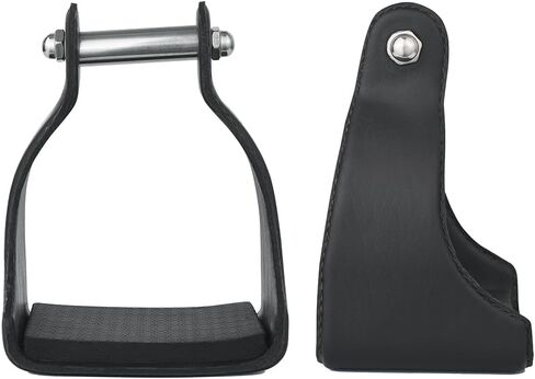 HILASON Leather Covered Padded Endurance Stirrups Pair 2.5" Neck Western | Aluminum Wooden Angled in Saudi Arabia