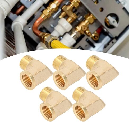 5Pcs 90 Degree Elbow Brass Pipe Fittings, 1/2in NPT Male to Female Plumbing Adapter, Deep Thread Brass Elbow for Fluid Air Gas Oil Systems in Saudi Arabia