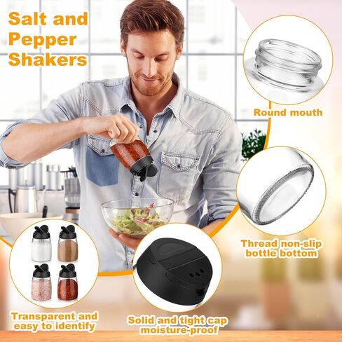 Sawysine 4 Pack 150ml 5 oz Glass Salt and Pepper Shakers with lids Vintage Spice Shakers Bottle Moisture-Proof Condiment Holders Kitchen Gadgets Cooking Table for Dining Room Table Kitchen Restaurant in Saudi Arabia