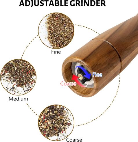 Pepper Grinder, VanlonPro Wooden Pepper Mill Salt Mill, 8 inch tall, Adjustable Coarseness Peppermill and easily refillable, Ceramic Grinding Mechanism in Saudi Arabia
