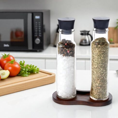Salt Pepper Wood Mill Tray Retro Colour Pepper Grinder Rest Wooden Salt Pepper Grinder Accessories for Bathroom Kitchen Home Decor Many Mills Shakers Salt Kitchen Storage Holder in Saudi Arabia
