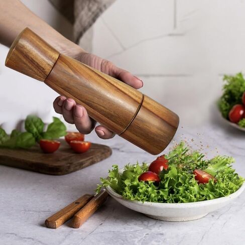 Pepper Grinder, VanlonPro Wooden Pepper Mill Salt Mill, 8 inch tall, Adjustable Coarseness Peppermill and easily refillable, Ceramic Grinding Mechanism in Saudi Arabia