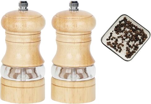 Pepper Grinder,Salt Grinder,Wooden Salt and Pepper Grinder,Manual Salt & Pepper Grinders with Acrylic Window,Vintage Oak Refillable Pepper Grinder Mill with Adjustable Coarseness (Oak6) in Saudi Arabia