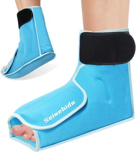 Ankle Ice Pack Wrap for Foot Heel Swelling Pain Relief, Reusable Large Hot Cold Gel Pack for Sprained Ankle, Achilles Tendonitis, Arthritis, Plantar Fasciitis, Post-Surgery, Sports Injury(Blue,1PCS) in Kuwait