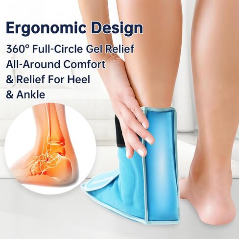 Ankle Ice Pack Wrap for Foot Heel Swelling Pain Relief, Reusable Large Hot Cold Gel Pack for Sprained Ankle, Achilles Tendonitis, Arthritis, Plantar Fasciitis, Post-Surgery, Sports Injury(Blue,1PCS) in Kuwait