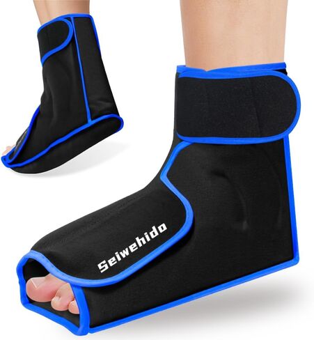 Ankle Ice Pack Wrap for Foot Heel Swelling Pain Relief, Reusable Large Hot Cold Gel Pack for Sprained Ankle, Achilles Tendonitis, Arthritis, Plantar Fasciitis, Post-Surgery, Sports Injury(Blue,1PCS) in Kuwait