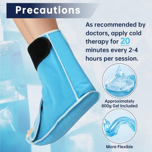 Ankle Ice Pack Wrap for Foot Heel Swelling Pain Relief, Reusable Large Hot Cold Gel Pack for Sprained Ankle, Achilles Tendonitis, Arthritis, Plantar Fasciitis, Post-Surgery, Sports Injury(Blue,1PCS) in Kuwait