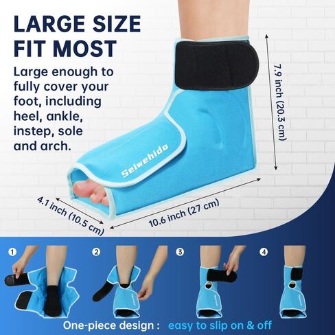 Ankle Ice Pack Wrap for Foot Heel Swelling Pain Relief, Reusable Large Hot Cold Gel Pack for Sprained Ankle, Achilles Tendonitis, Arthritis, Plantar Fasciitis, Post-Surgery, Sports Injury(Blue,1PCS) in Kuwait