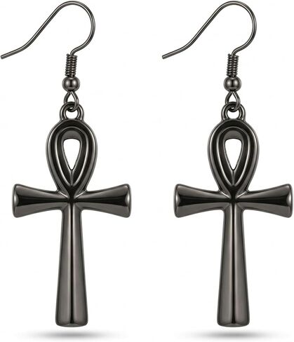 Ankh Earrings Egyptian Key of Life Earrings with Eye of Ra, Handmade Silver Dangle Jewelry, Unisex Gothic Gift in Saudi Arabia