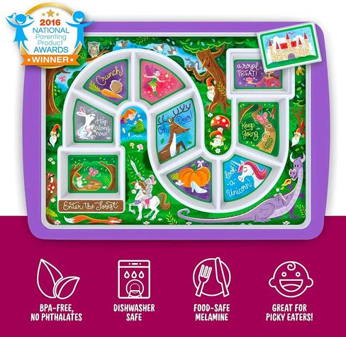 Genuine Fred DINNER WINNER, Enchanted Forest Kid's Dinner Tray - Award Winning - Picky Eater Solutions for Kids and Toddlers - Fun Mealtime - Divided Sections - Interactive Design - Dishwasher Safe in Saudi Arabia