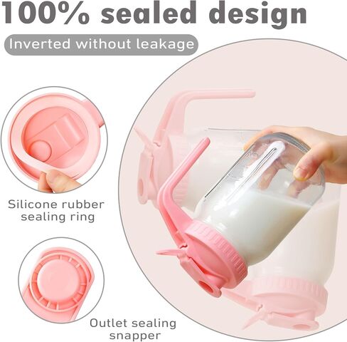 4 Pack 32oz Glass Pitcher with Lid, Double Leakproof Glass Mason Jar Pitcher with Pour Spout Lid, 1 Quart, Wide Mouth Storage Container for Breastmilk, Sun Tea, Juice, Cold Brew Coffee, Water in Saudi Arabia