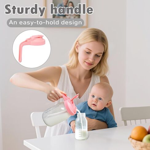 4 Pack 32oz Glass Pitcher with Lid, Double Leakproof Glass Mason Jar Pitcher with Pour Spout Lid, 1 Quart, Wide Mouth Storage Container for Breastmilk, Sun Tea, Juice, Cold Brew Coffee, Water in Saudi Arabia