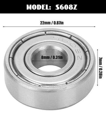 DEEG 10Pcs S608ZZ Ball Bearing, 8x22x7mm Stainless Steel Double Shielded Deep Groove Ball Bearings for Skateboards Roller Skates Wheel Parts in Saudi Arabia