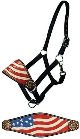 Showman Hand Painted American Flag Leather Bronc Halter in Saudi Arabia