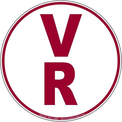 ComplianceSigns.com V-R Roof Truss Identification Label Decal, 6 inch Reflective Vinyl for Fire Safety/Equipment, Made in USA in Saudi Arabia