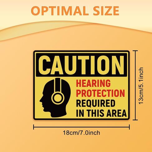 WADORN 10Pcs Caution Hearing Protection Required In This Area Sticker, PVC Yellow Waterproof Self Adhesive Safety Sign Hearing Protection Decal for Industrial Construction Workplace Area, 7.1x5.1 Inch in Saudi Arabia
