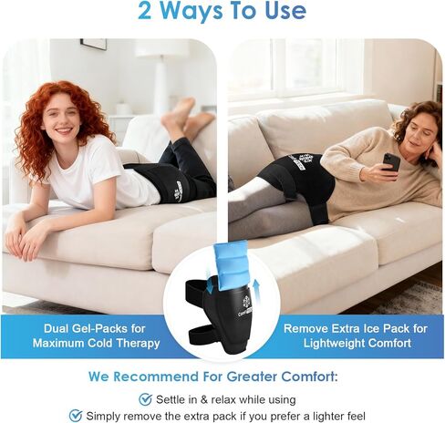 حزمة ثلج الورك ComfiTECH Dual-Gel XL مع تبريد ممتد لمدة 30 دقيقة، حزمة باردة قابلة لإعادة الاستخدام قابلة للفصل ولفائف ثلج هلامية مرنة لاستعادة استبدال الورك، العصب الوركي، عدم راحة الورك المرن in Kuwait