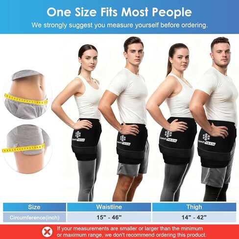 حزمة ثلج الورك ComfiTECH Dual-Gel XL مع تبريد ممتد لمدة 30 دقيقة، حزمة باردة قابلة لإعادة الاستخدام قابلة للفصل ولفائف ثلج هلامية مرنة لاستعادة استبدال الورك، العصب الوركي، عدم راحة الورك المرن in Kuwait